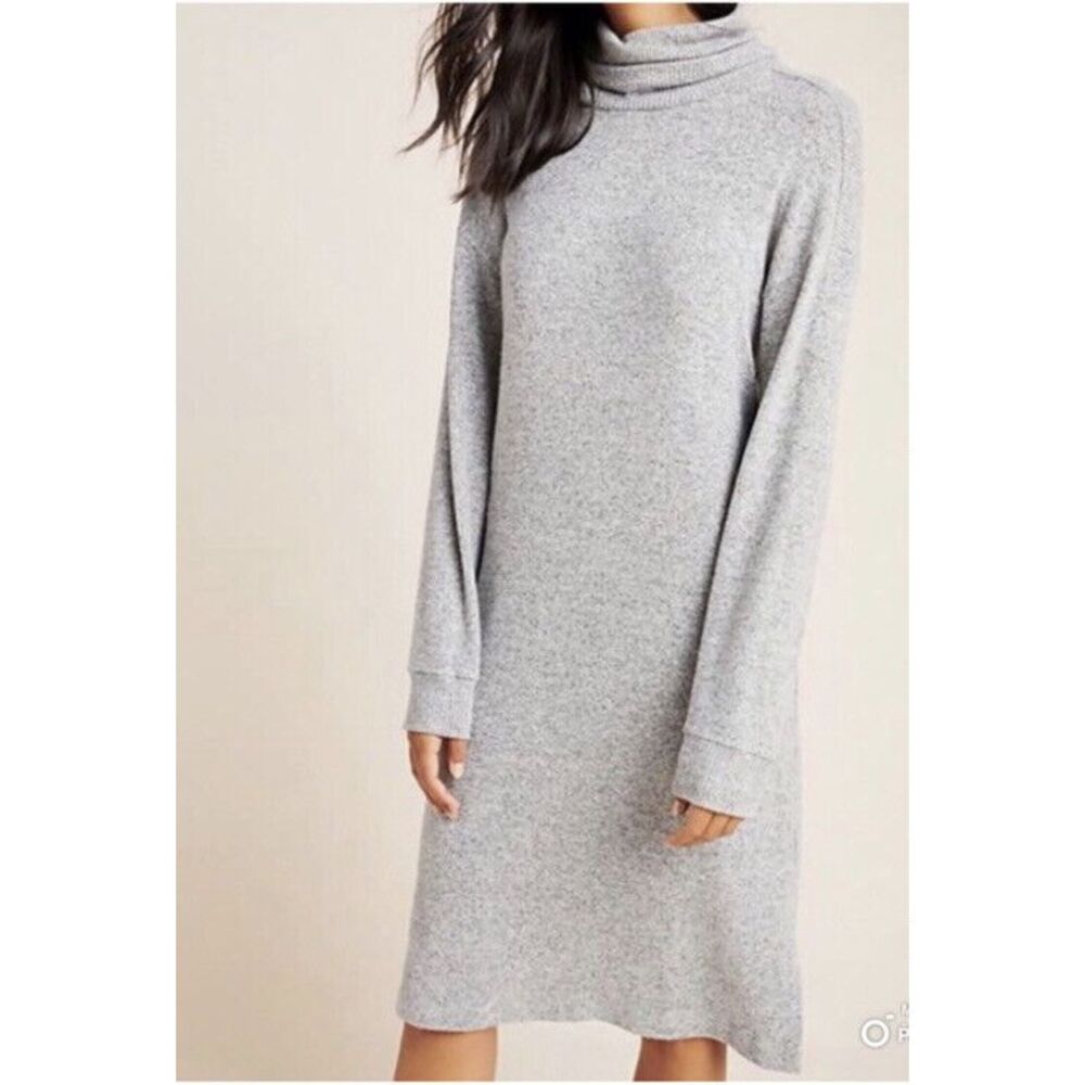 NWT Anthropologie COA Ranna Hacci Turtleneck Knit Tunic Dress Gray Sz L - $78